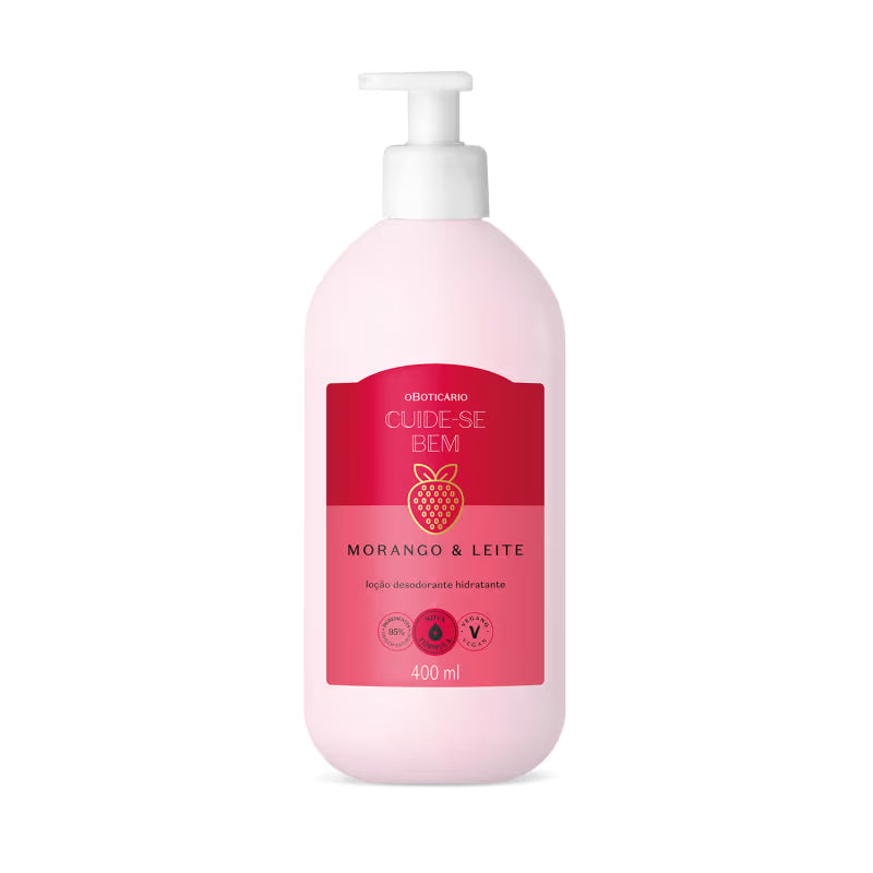 Loção Corporal Hidratante Cuide-se Bem Morango e Leite 400ml