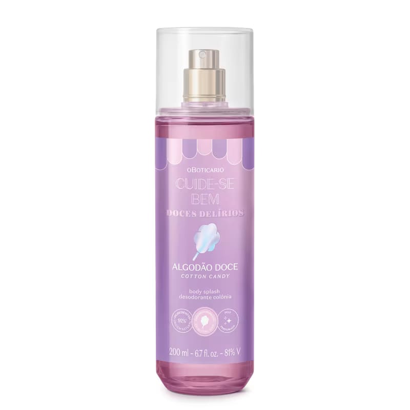 Body Splash Doces Delírios Algodão Doce Cuide Se Bem 200ml